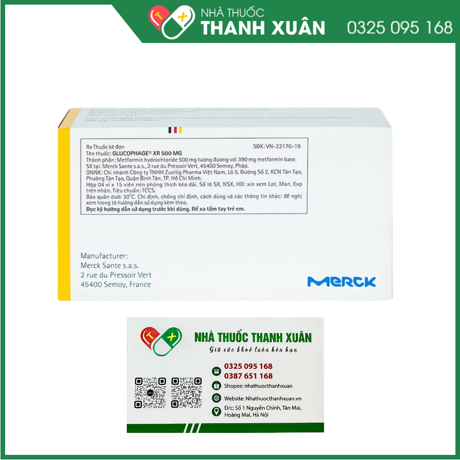 Glucophage XR 500 mg điều trị tiểu đường tuýp II